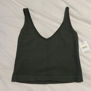Free people olive green ribbed crop top - NWT
